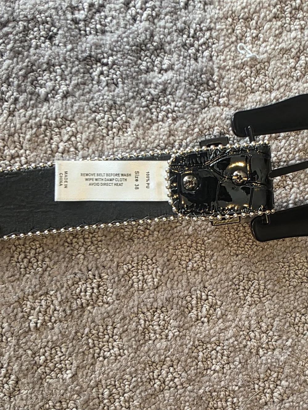 Black Studded Men's Leather Belt